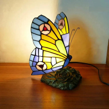 VintaGlow - Unique Retro Stained Glass Butterfly Table Lamp